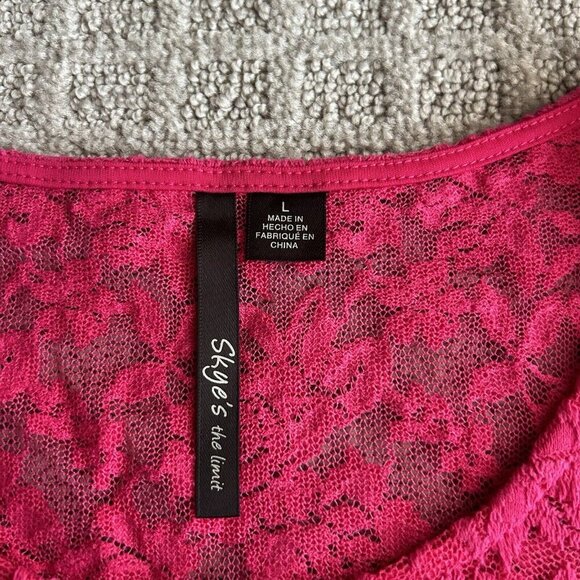 NWT Skye's The Limit Womens Large L Pink Lace Floral Dressy Tank Top Valentine - Picture 5 of 12